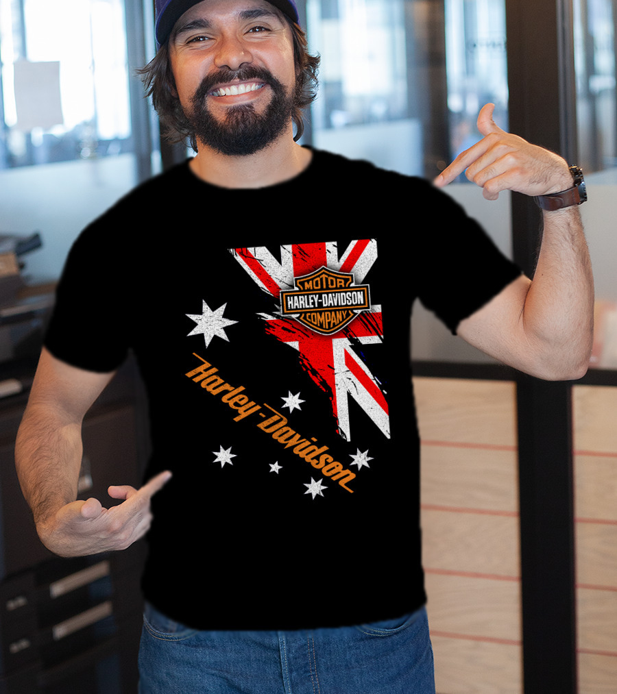 Harley Davidson Motor Company Australia Union Jack Stars T-Shirt
