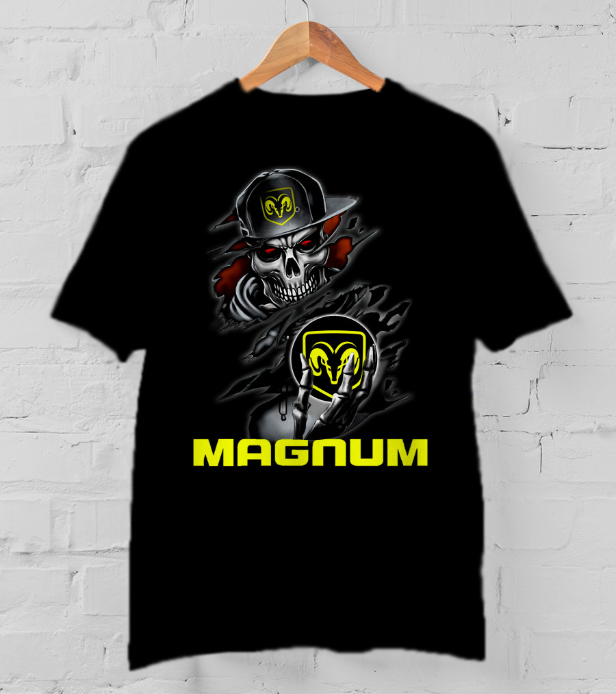 Magnum Skeleton Skull With Ram Logo מהמם T-Shirt