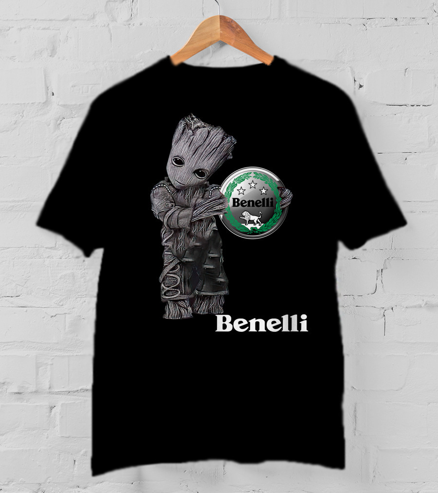 Benelli Logo With Tree-Like Character Holding T-Shirt