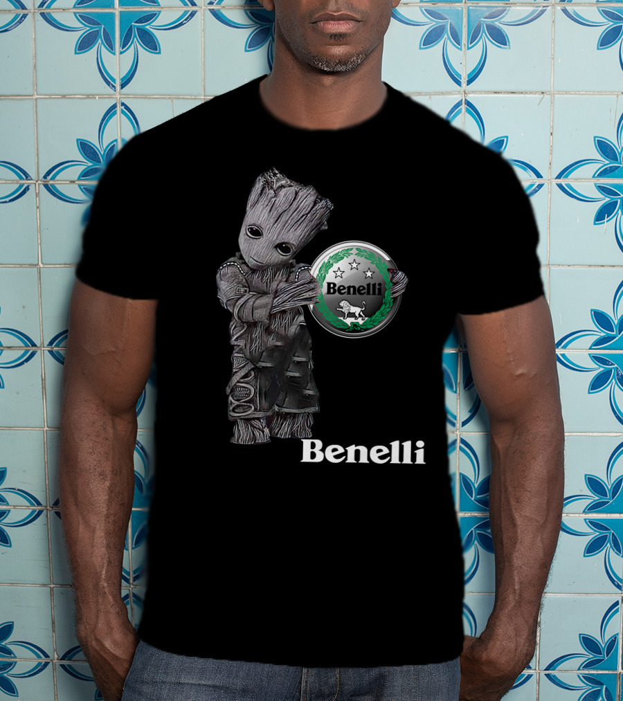Benelli Logo With Tree-Like Character Holding T-Shirt