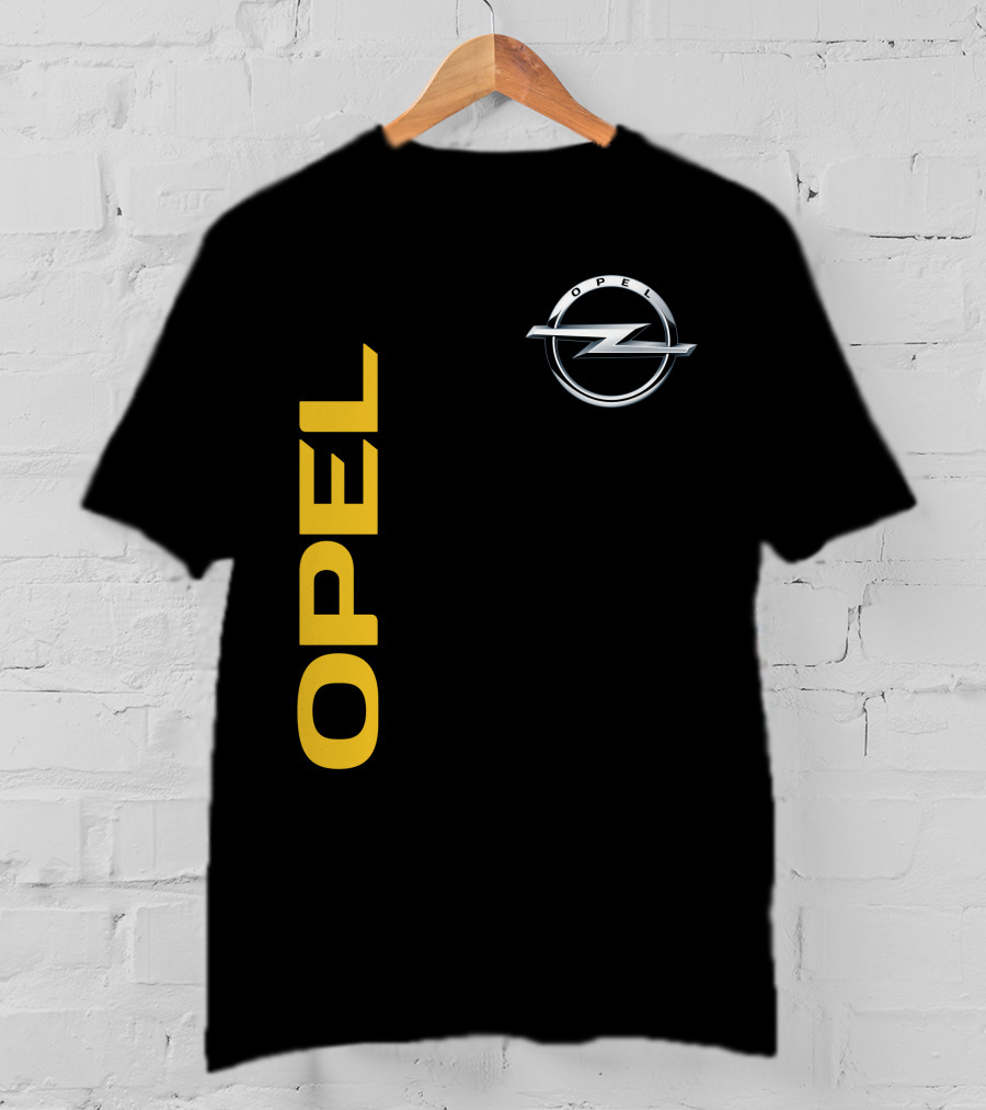 Opel Logo Vertical Text With Silver T-Shirt