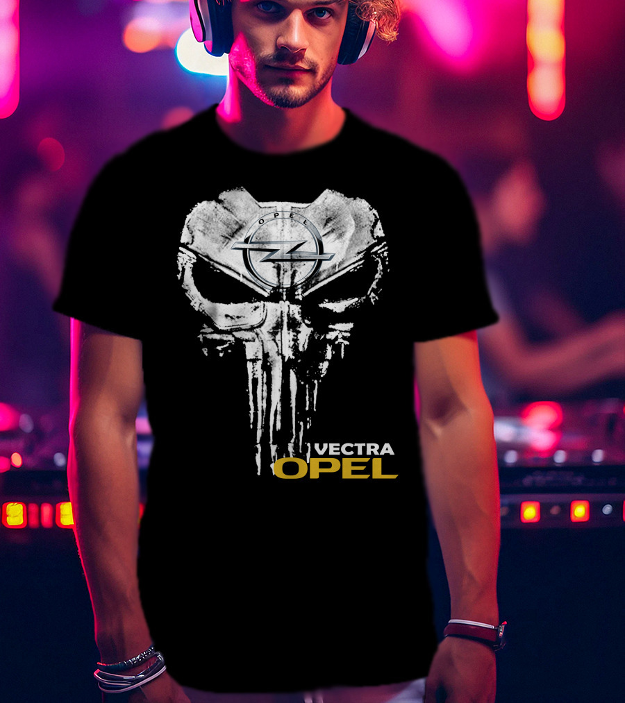 Opel Vectra Logo With Skull Motif T-Shirt