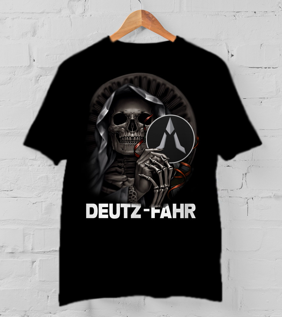 Deutz Fahr Grim Reaper Skeleton Cloaked Holding T-Shirt