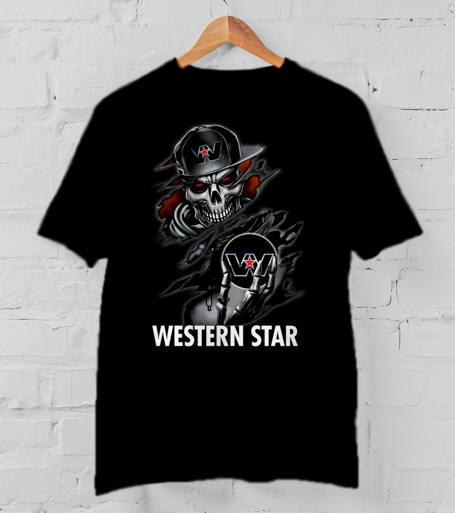 Western Star Skeleton With Hat And Logo T-Shirt