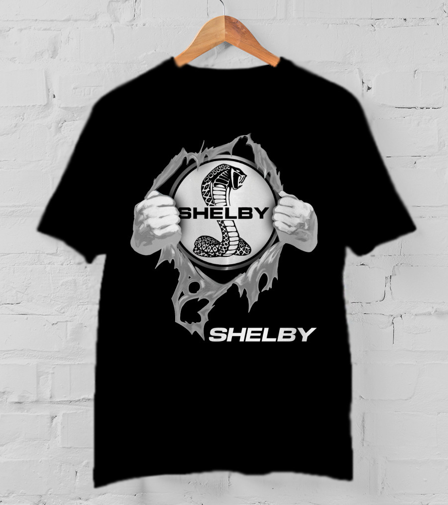 Shelby Cobra Logo With Ripped Effect And Hands T-Shirt