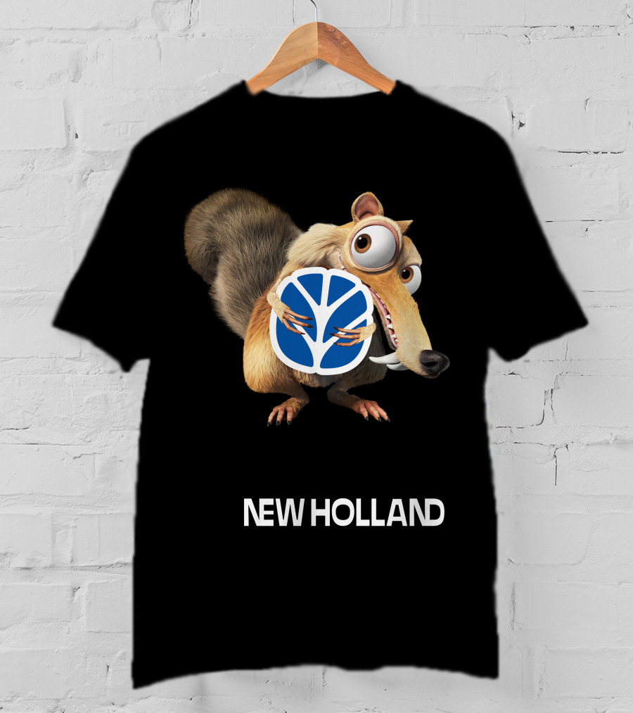 New Holland 09 Featuring Character Holding Blue Logo T-Shirt