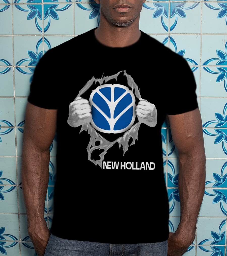 New Holland Tractor Logo Ripped T-Shirt