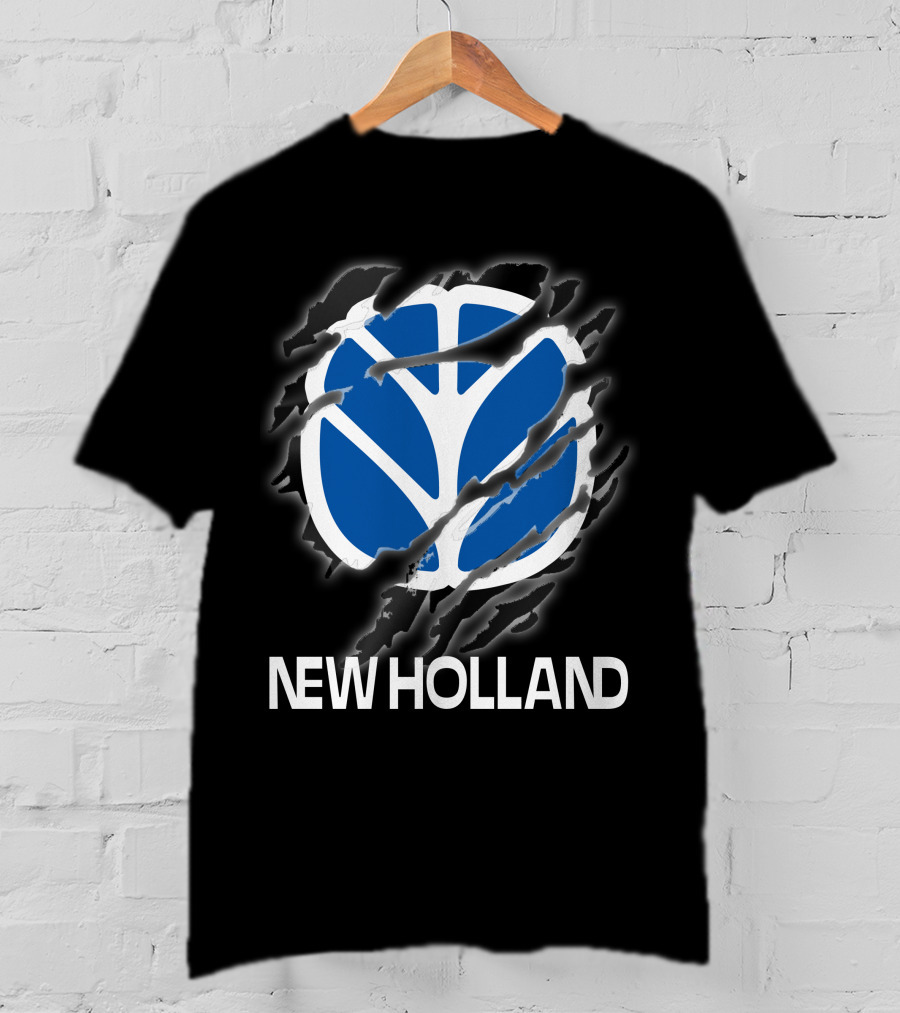 New Holland Blue Logo Ripped Effect T-Shirt