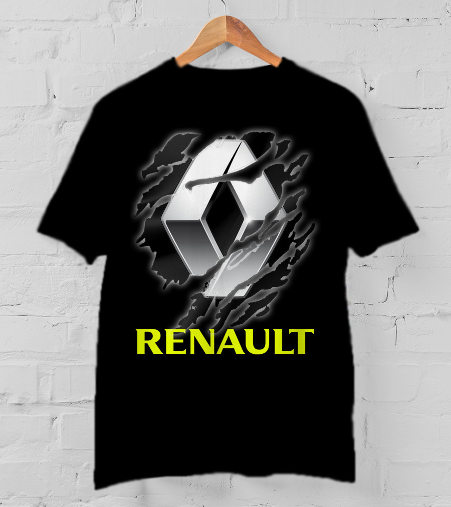 Renault Logo In Dynamic Claw Effect With Dark T-Shirt