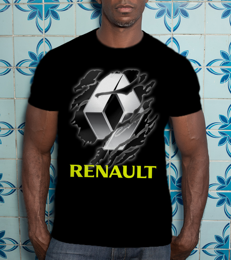 Renault Logo In Dynamic Claw Effect With Dark T-Shirt