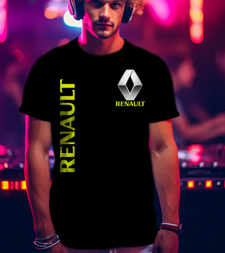 Renault Silver Diamond Logo Black T-Shirt