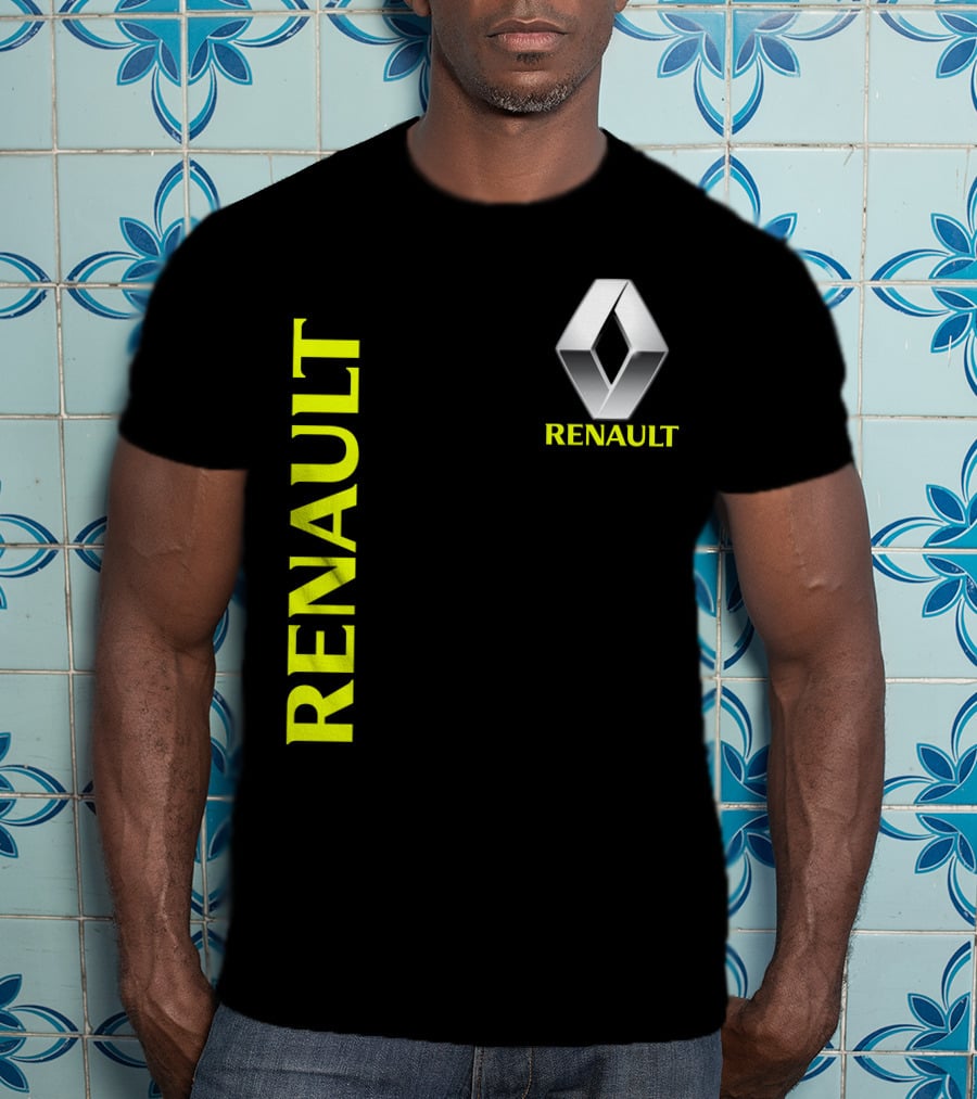 Renault Silver Diamond Logo Black T-Shirt