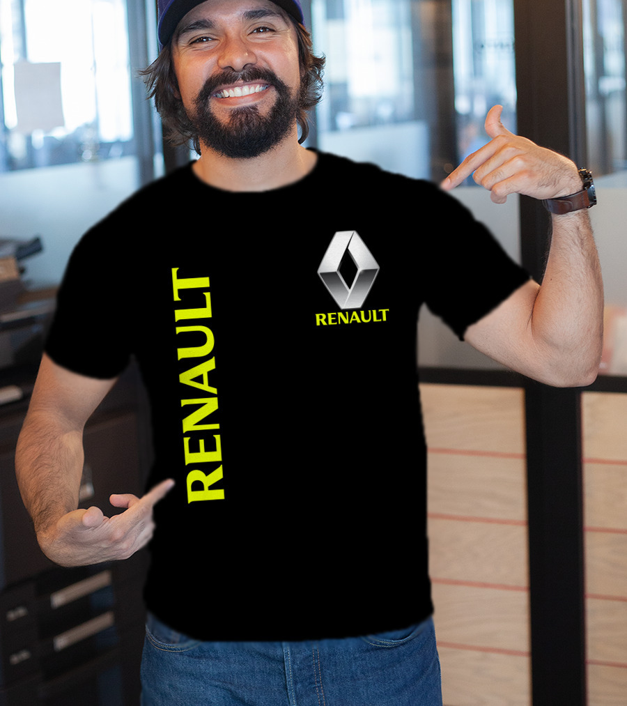 Renault Silver Diamond Logo Black T-Shirt
