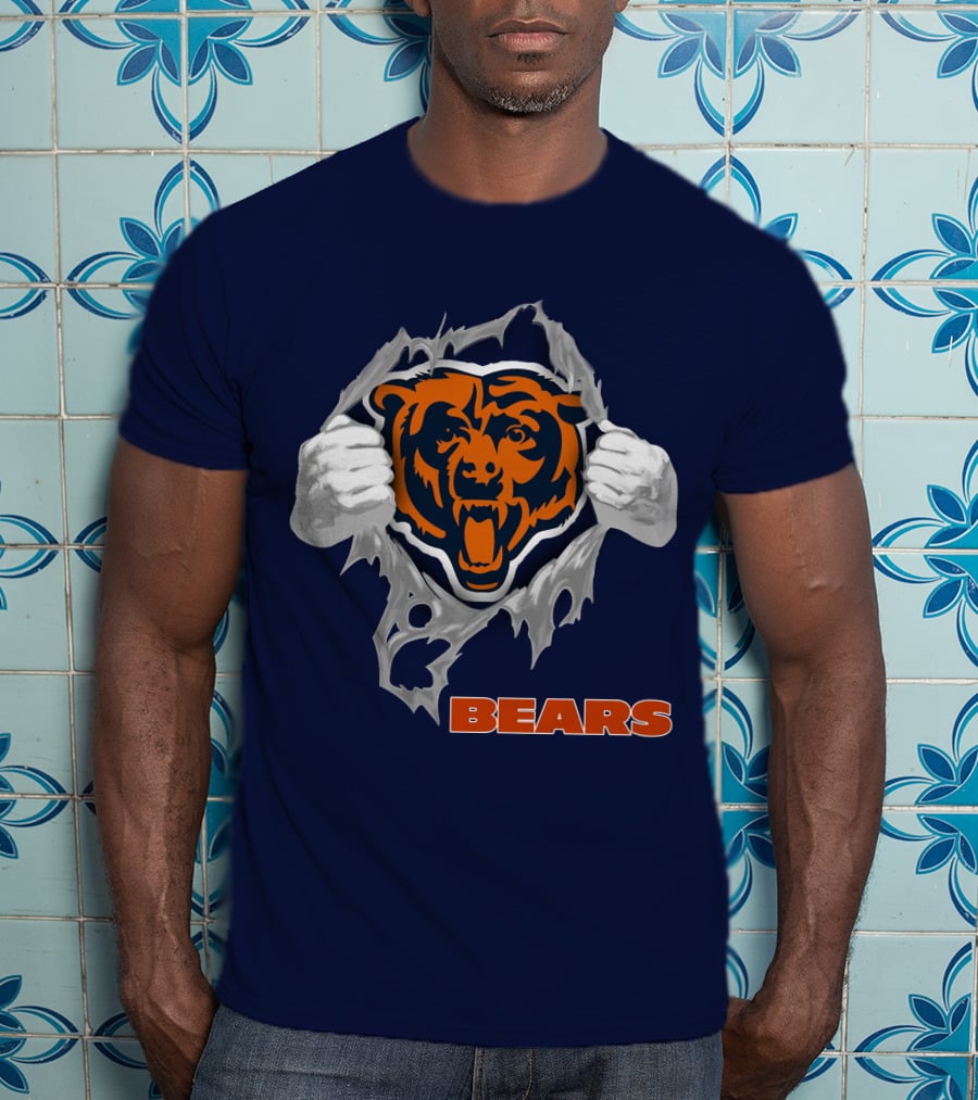 Chicago Bears Logo: Fierce Bear Ripping Through With Orange And Blue T-Shirt