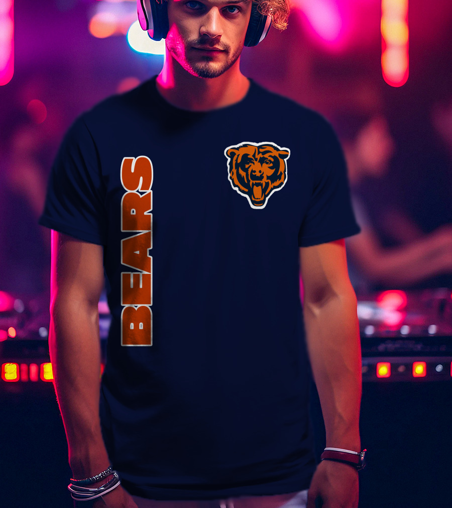 Bears Logo Navy Orange Classic Style T-Shirt