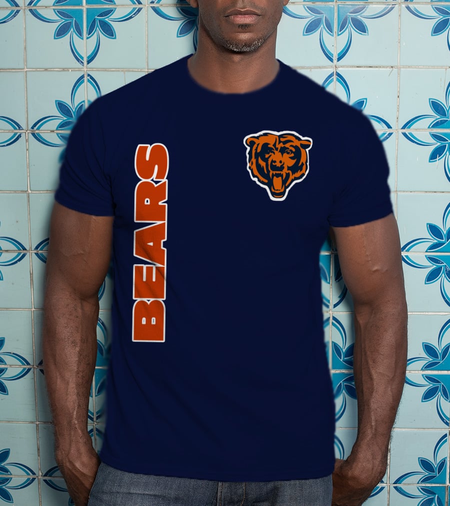 Bears Logo Navy Orange Classic Style T-Shirt