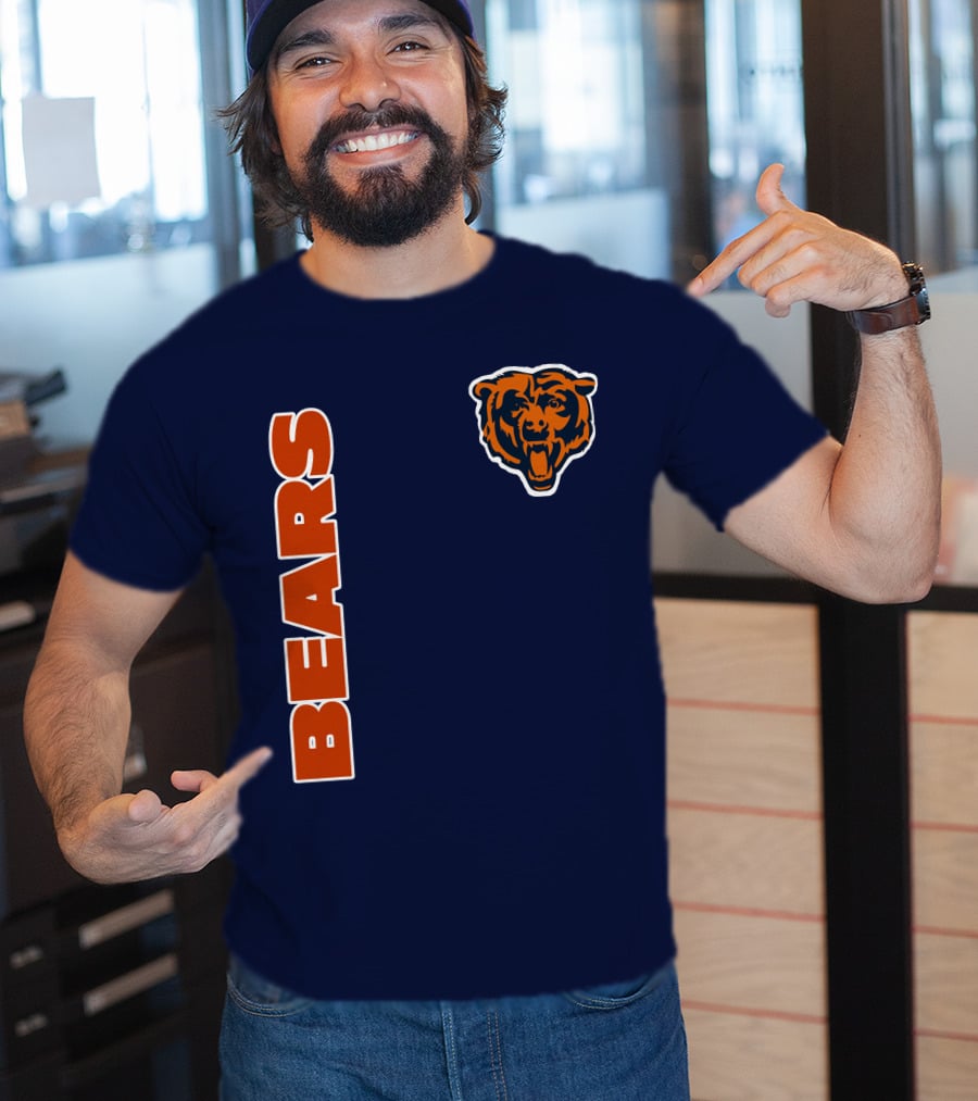 Bears Logo Navy Orange Classic Style T-Shirt