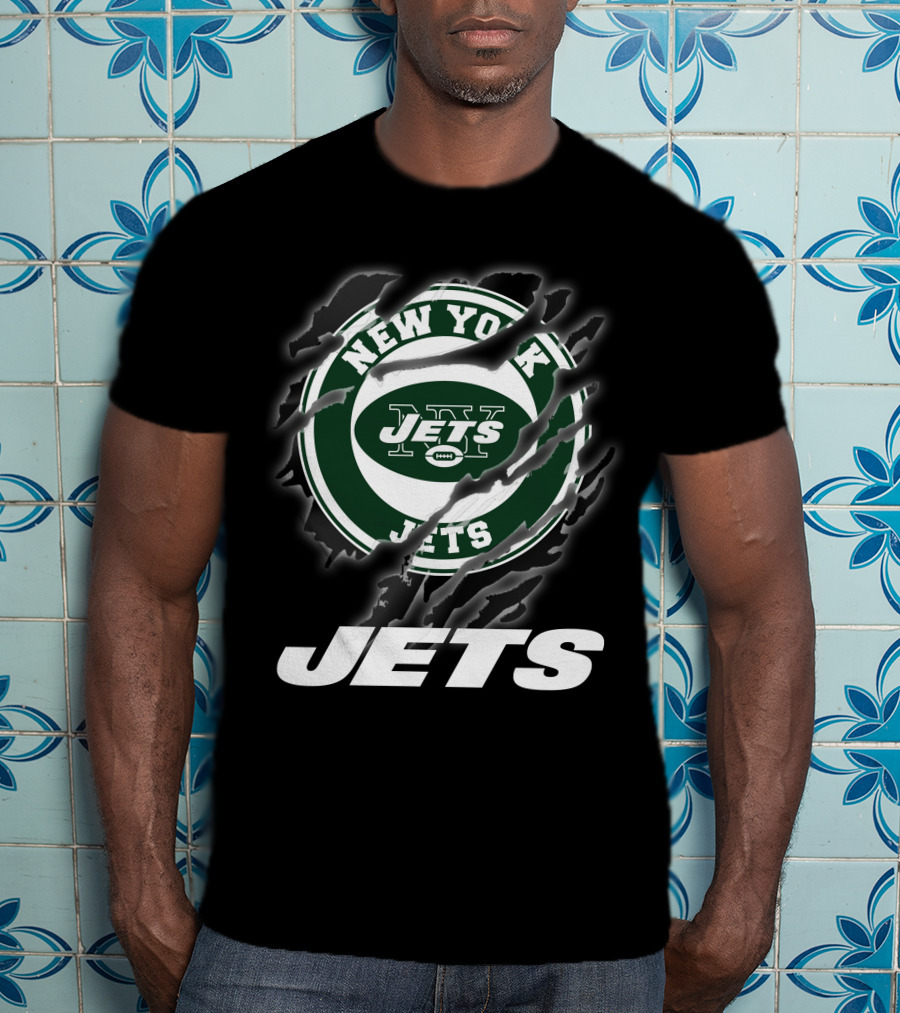 New York Jets Football Logo Claw Marks T-Shirt
