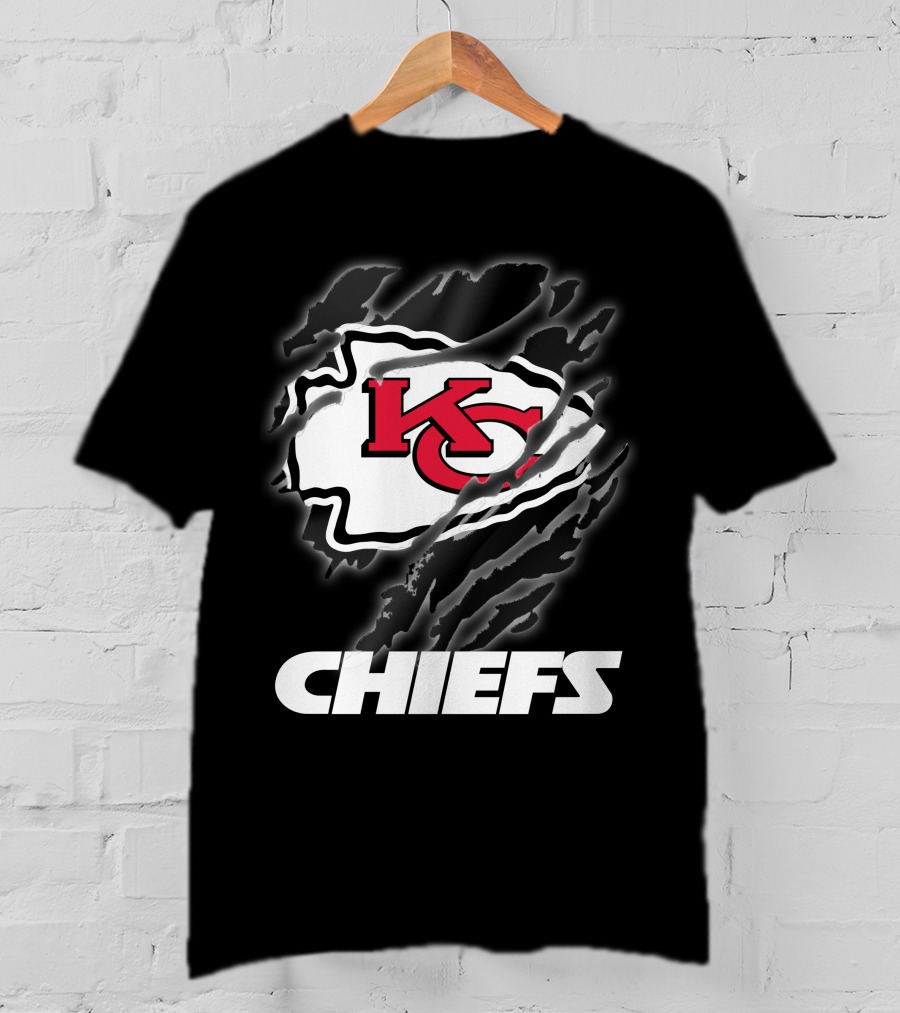 Chiefs Kc Red Emblem With Claw Marks T-Shirt