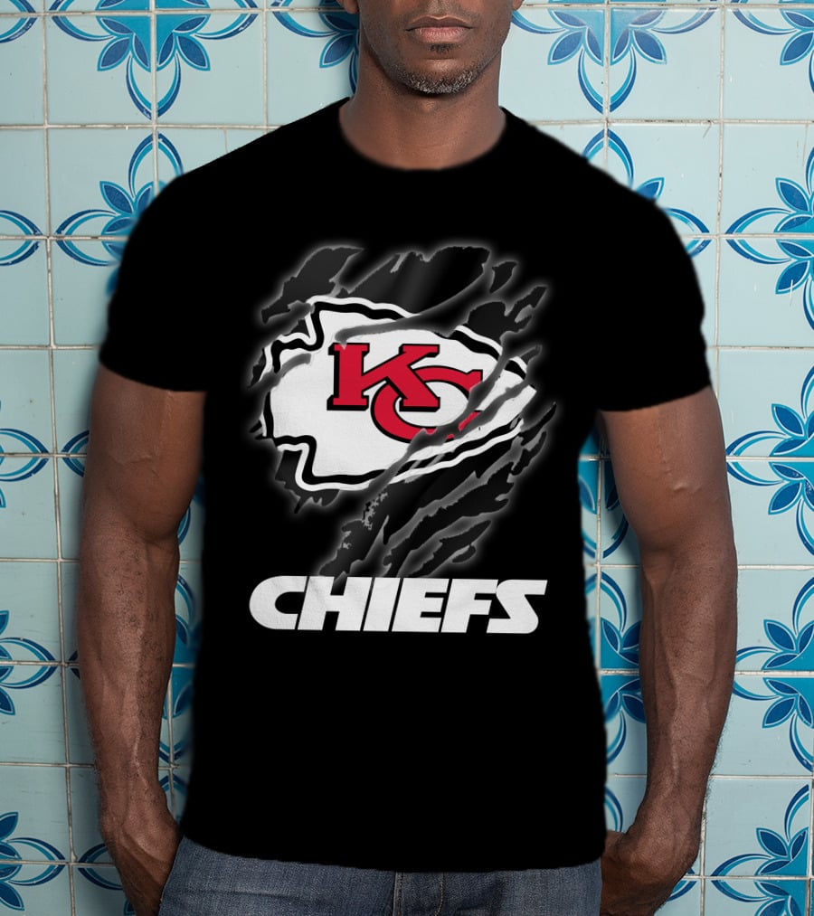 Chiefs Kc Red Emblem With Claw Marks T-Shirt