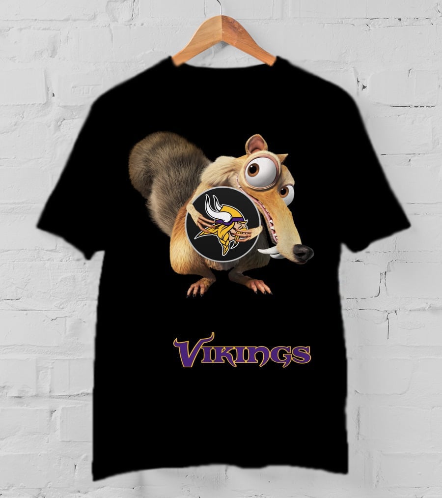 Minnesota Vikings Ice Age Character Holding Football T-Shirt