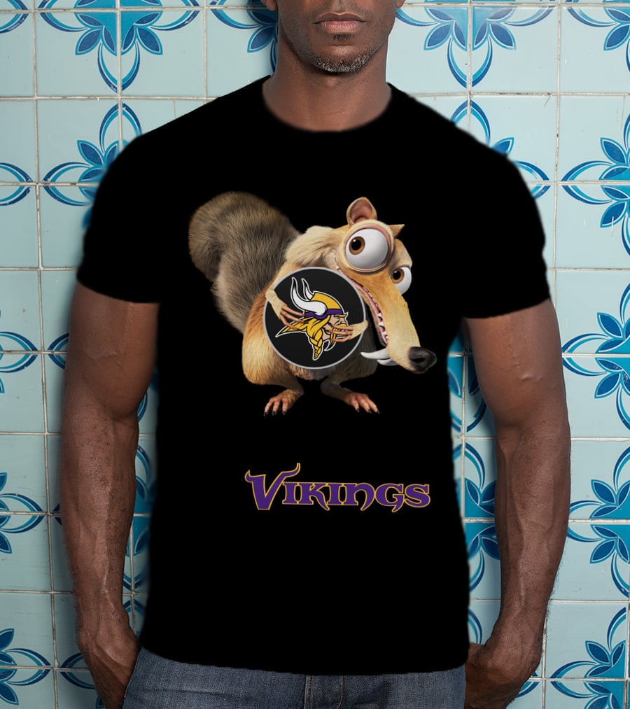 Minnesota Vikings Ice Age Character Holding Football T-Shirt
