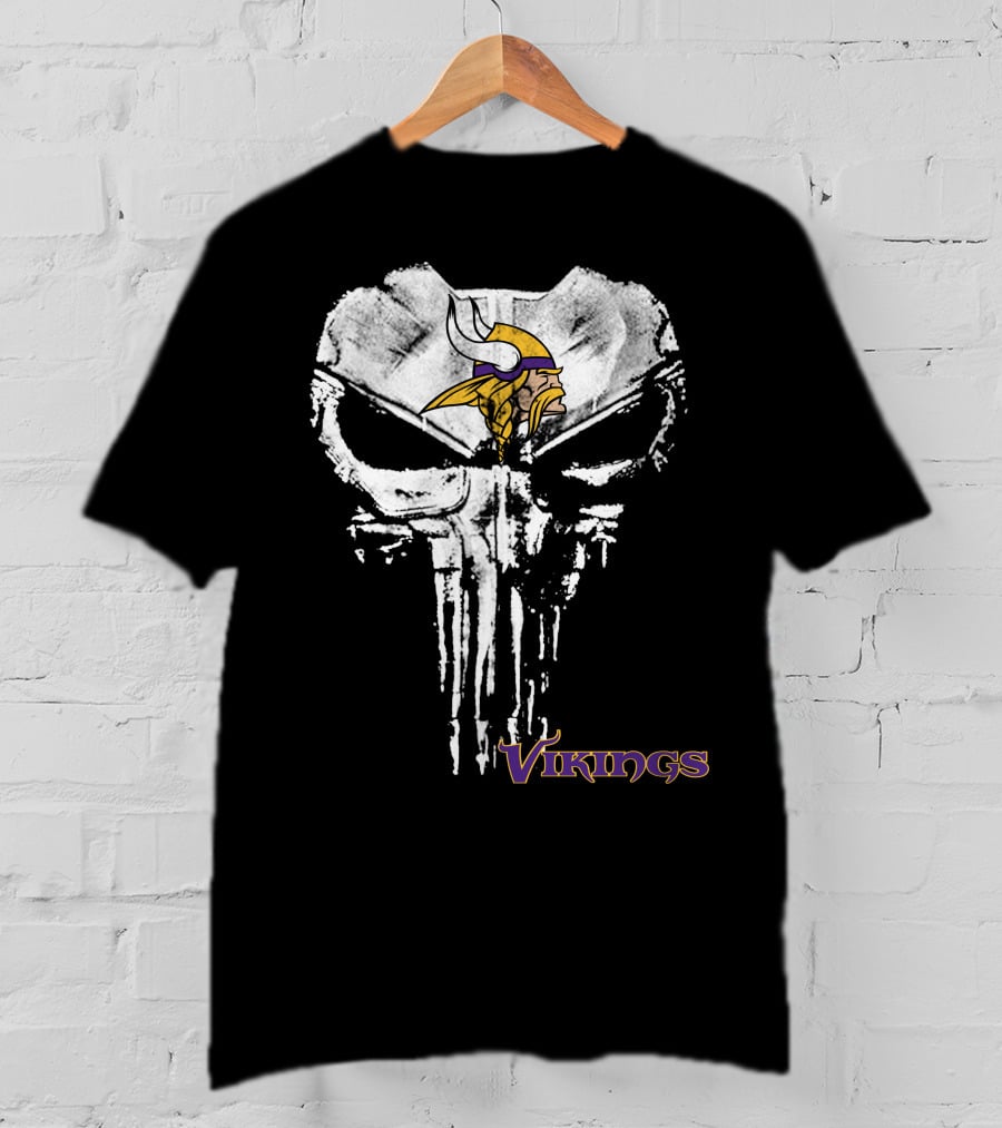 Vikings Punisher Skull Logo Fusion T-Shirt