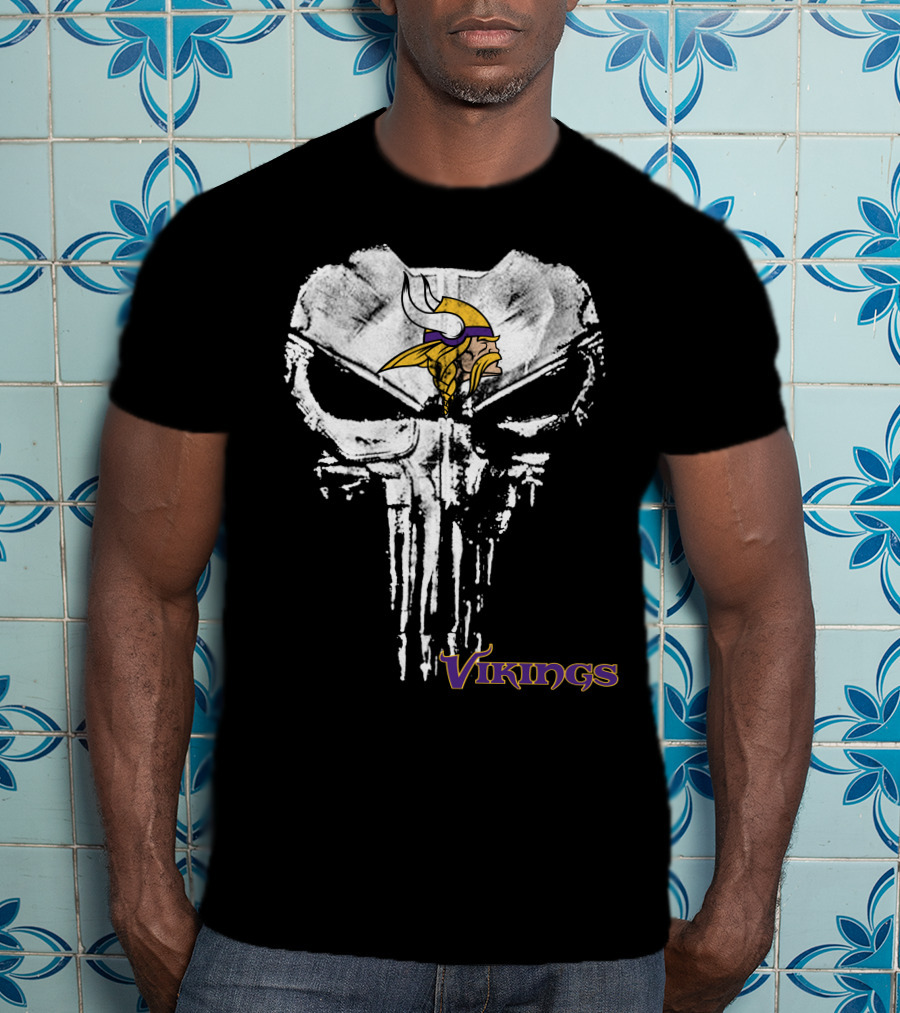 Vikings Punisher Skull Logo Fusion T-Shirt