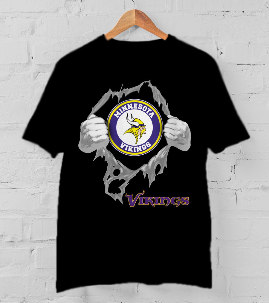 Minnesota Vikings Logo Tear With Vikings T-Shirt