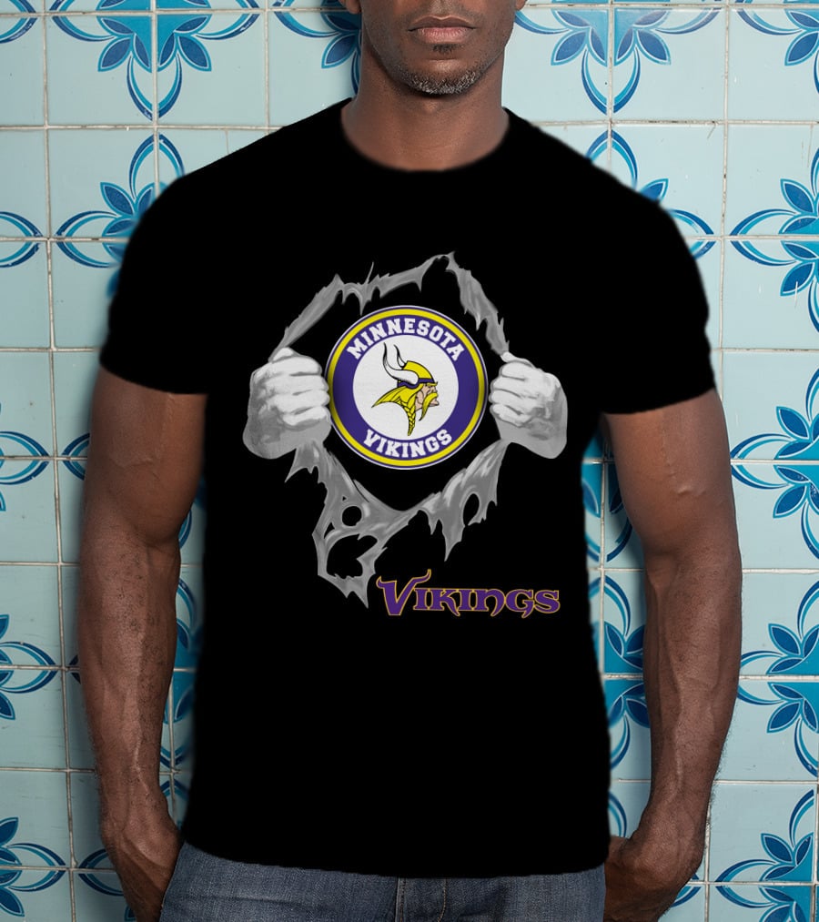 Minnesota Vikings Logo Tear With Vikings T-Shirt