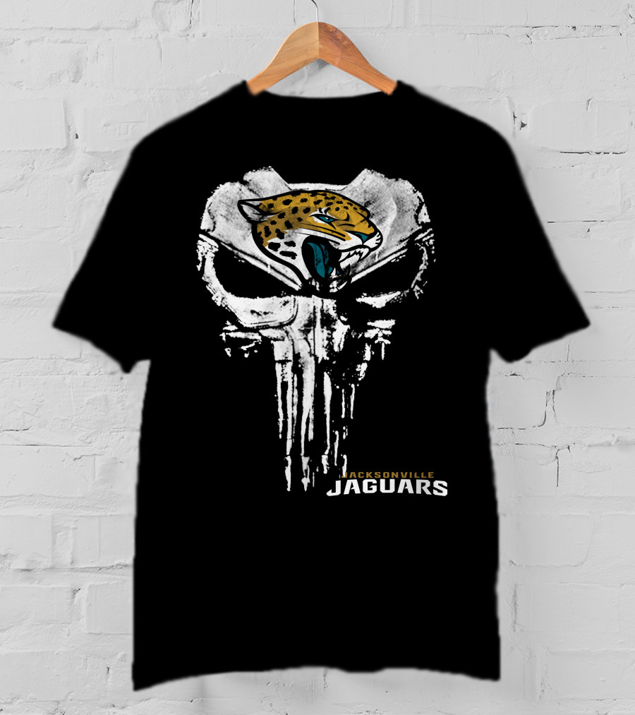 Jacksonville Jaguars Logo With Punisher Skull T-Shirt