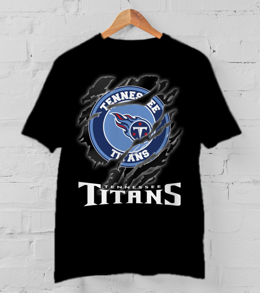 Tennessee Titans Logo And Text With Claw Marks T-Shirt