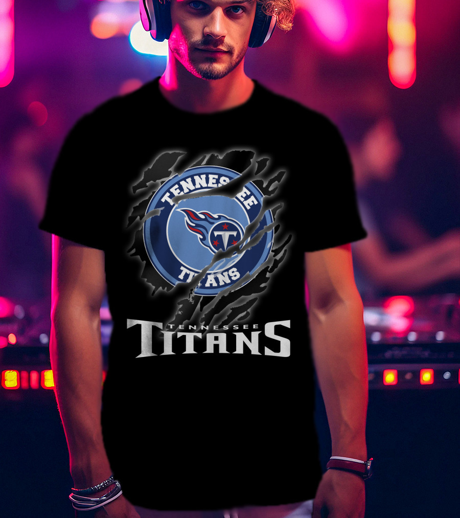 Tennessee Titans Logo And Text With Claw Marks T-Shirt