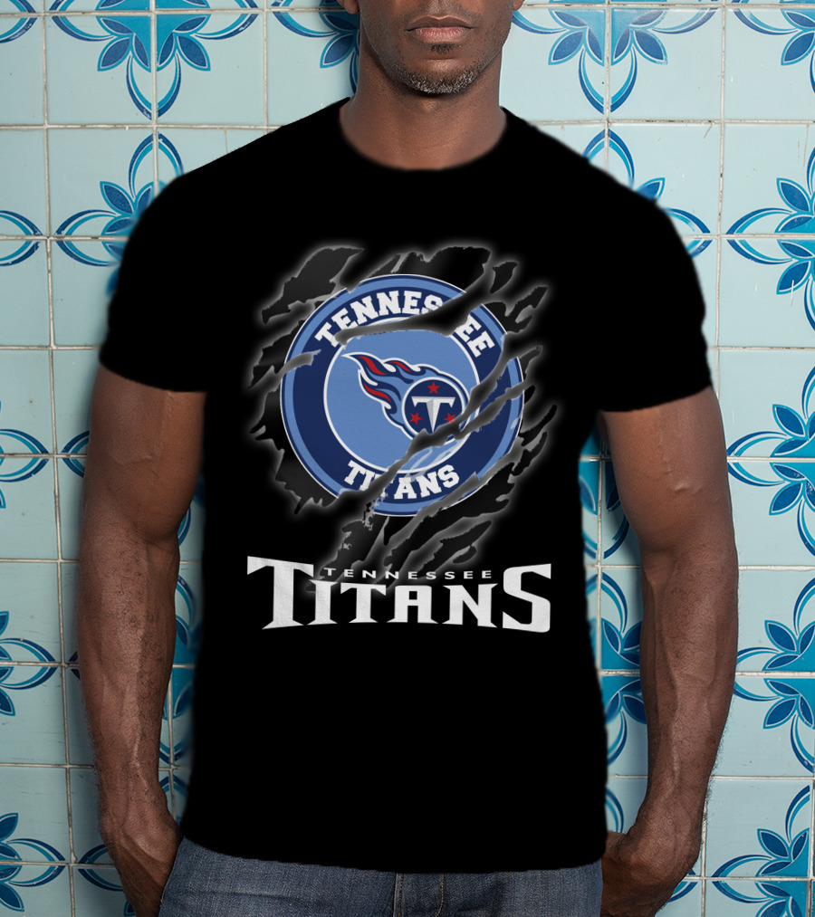 Tennessee Titans Logo And Text With Claw Marks T-Shirt