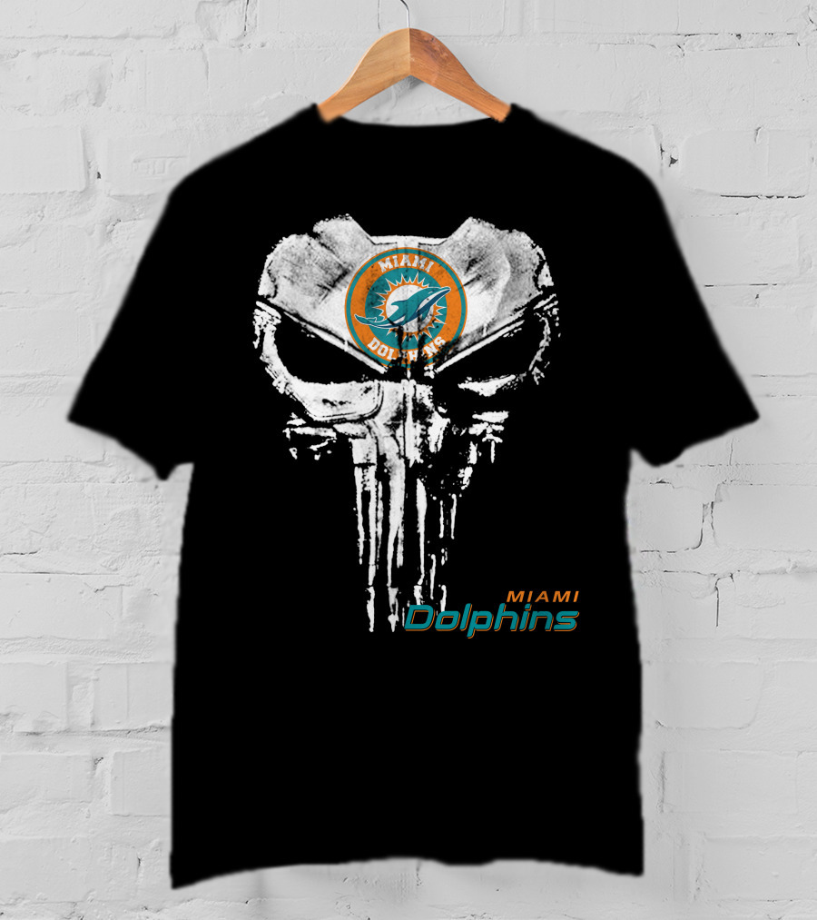 Miami Dolphins Skull Emblem T-Shirt