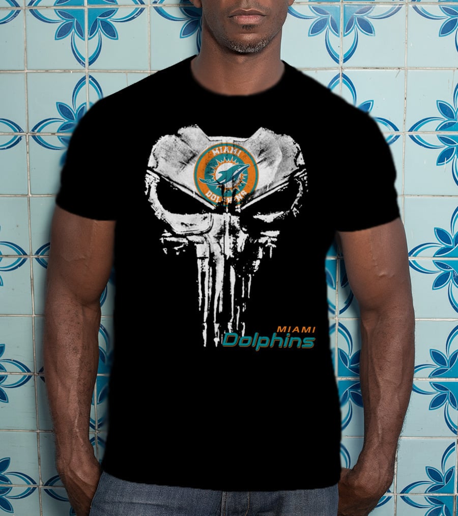 Miami Dolphins Skull Emblem T-Shirt