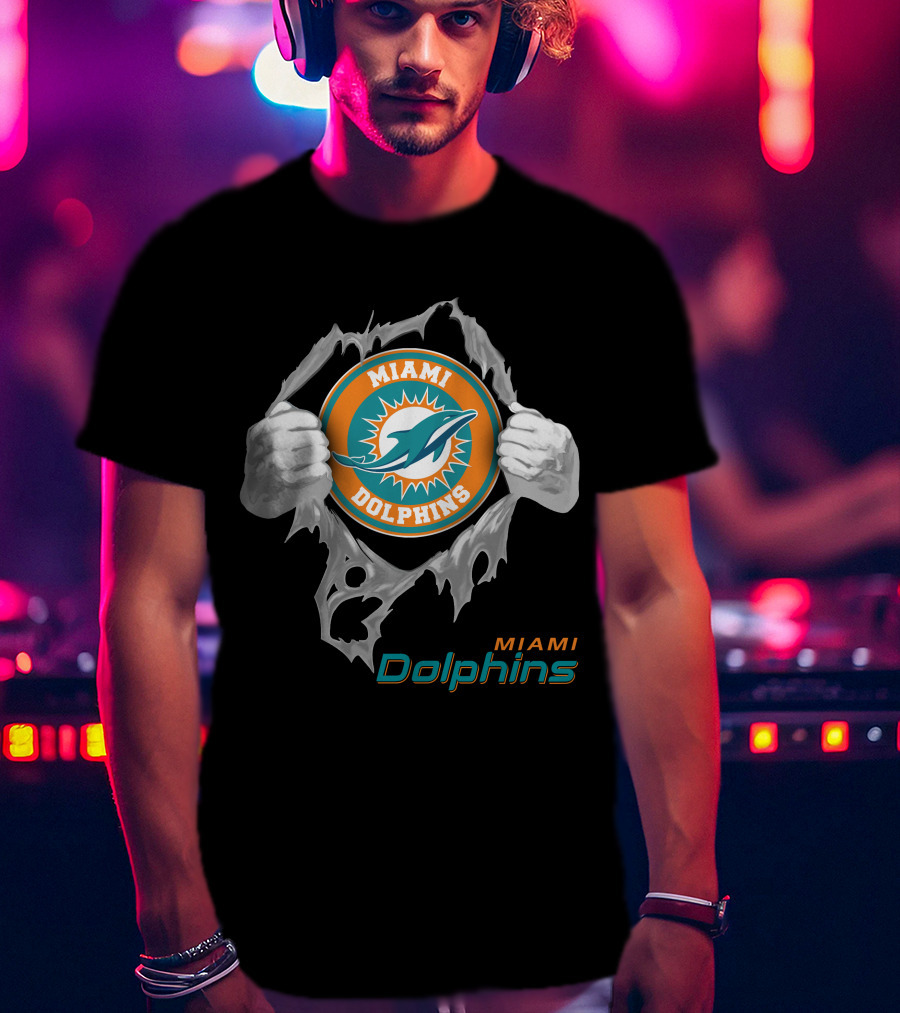 Miami Dolphins 08 Football Power Rip T-Shirt