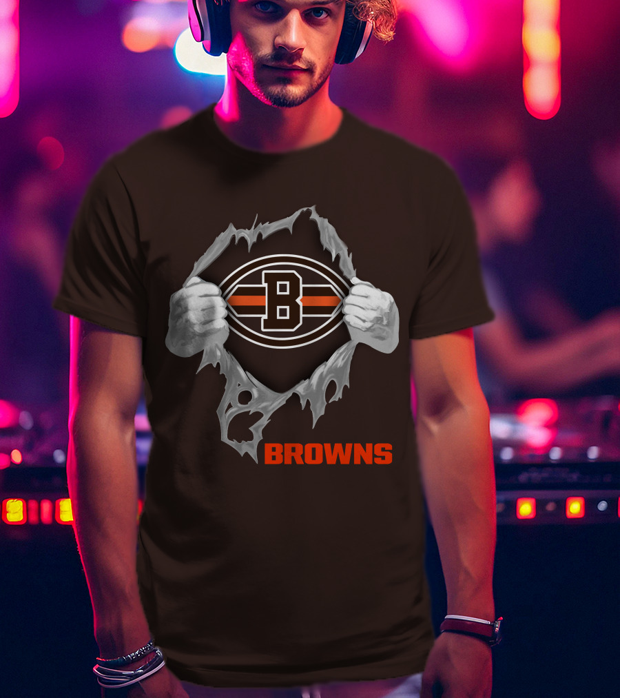 Browns 08 Football Jersey Hands Peeling Effect With B T-Shirt