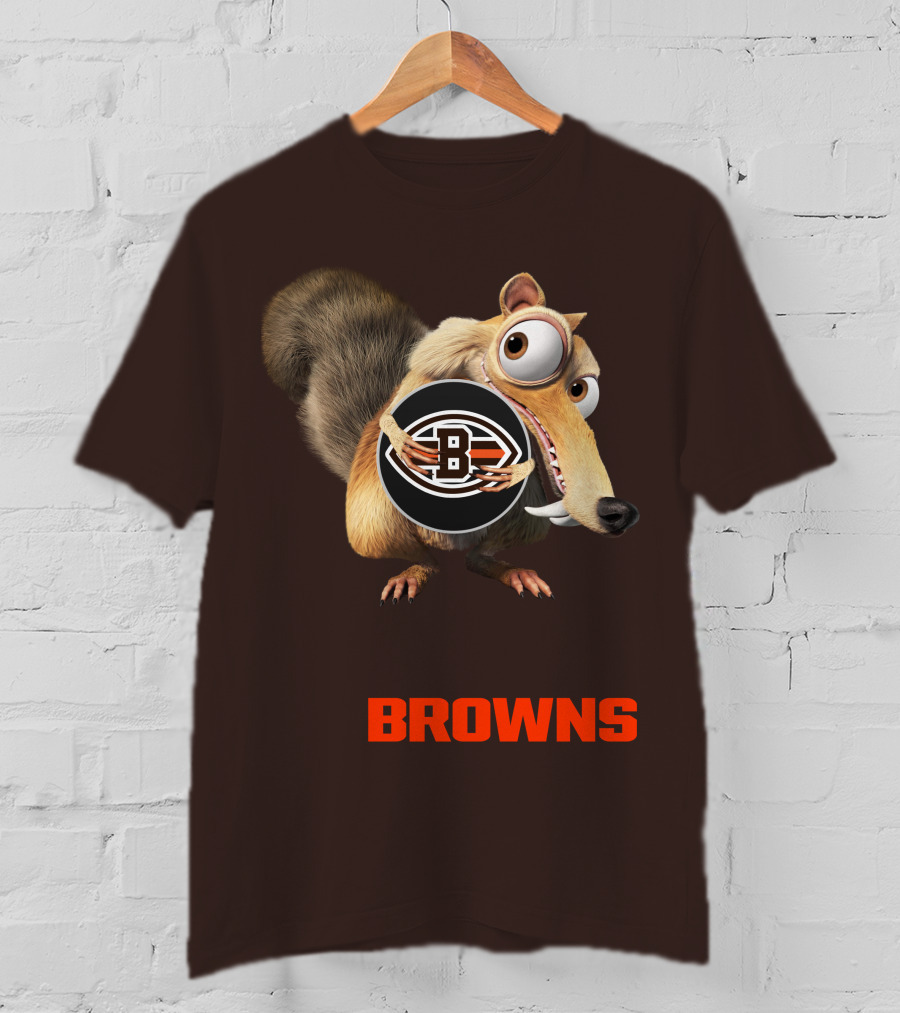 Browns 09 Animated Character Holding Football T-Shirt