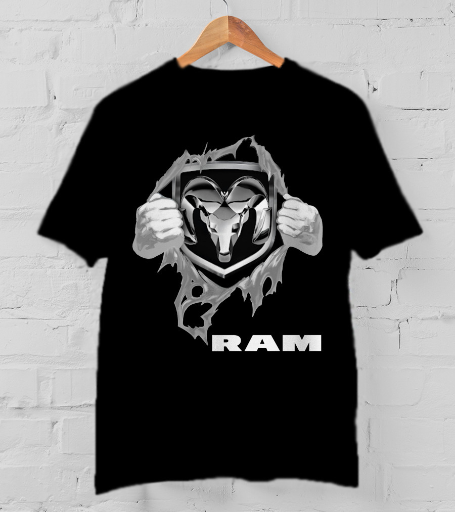 Ram 03 Logo With Bold Shield And Ripped Effect T-Shirt