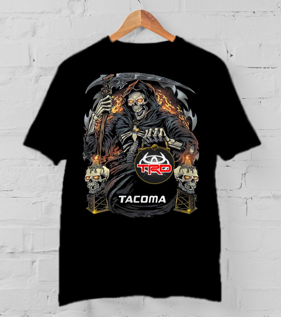 Tacoma Trd Grim Reaper With Flaming Skull And Scythe T-Shirt
