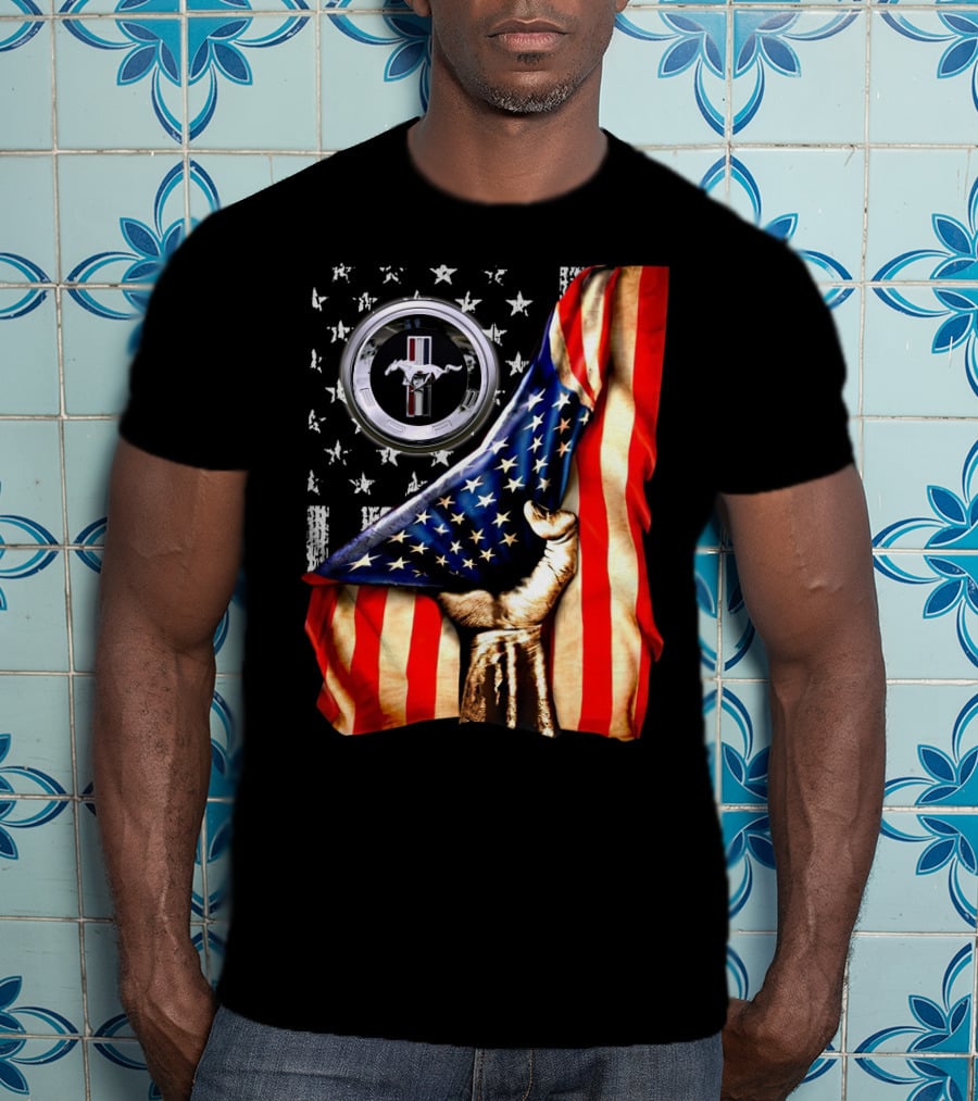 Mustang 05 American Pride With Mustang Logo And Stars T-Shirt