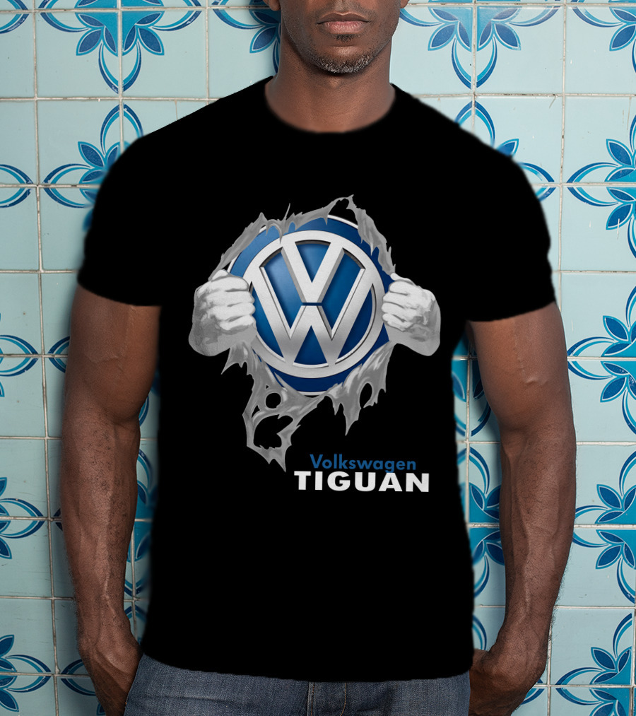 Volkswagen Tiguan 04 Logo Torn Metal Effect T-Shirt