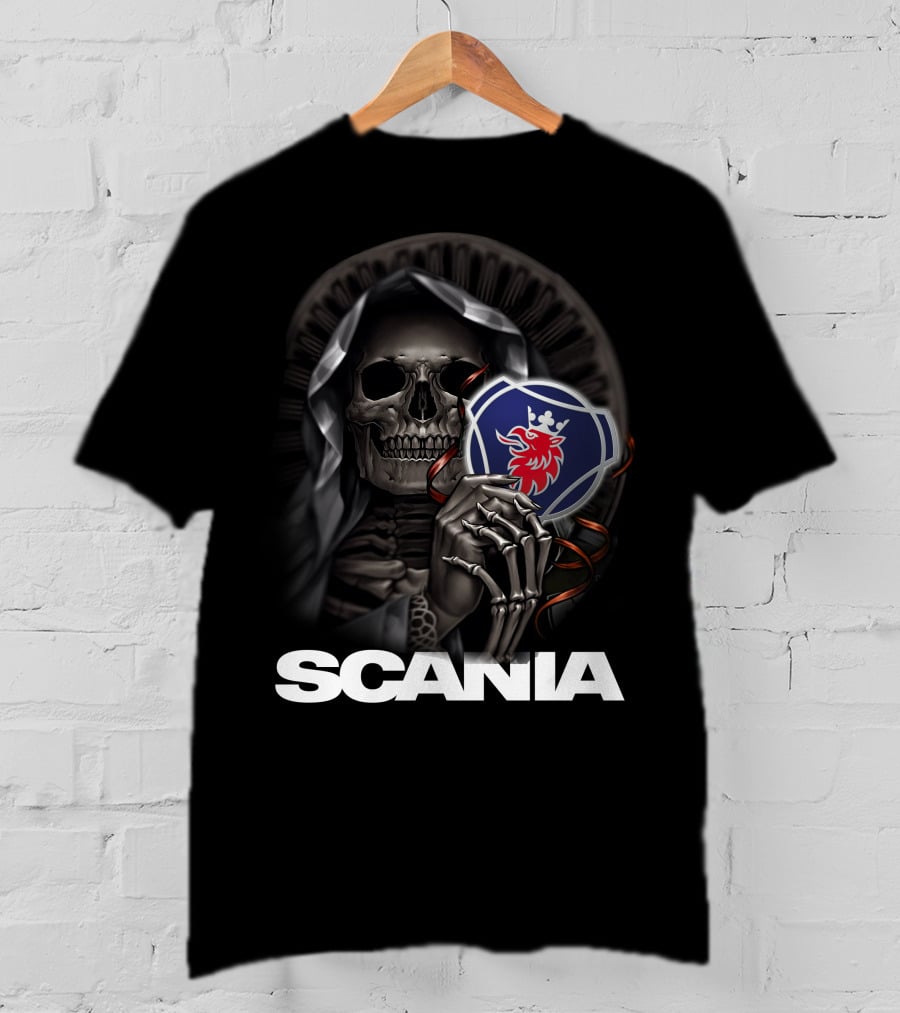 Scania Grim Reaper With Emblem And Hooded Skeleton T-Shirt