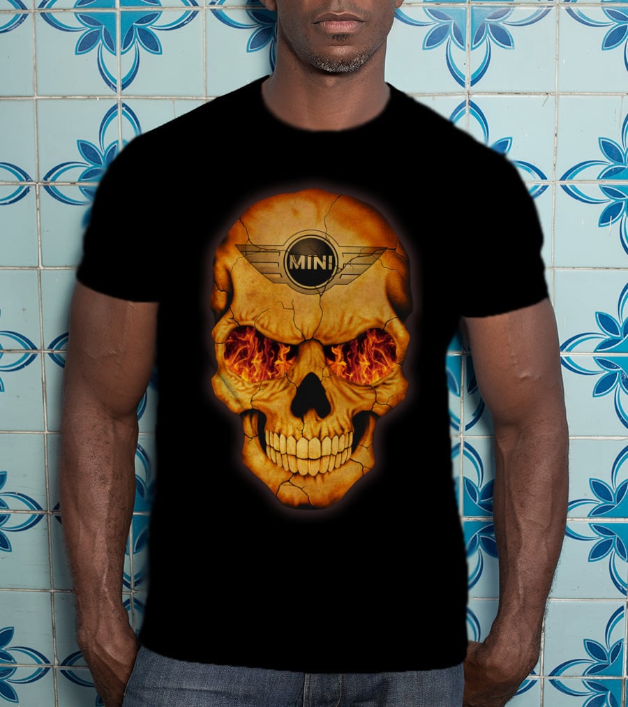 Flaming Skull Mini Logo Eyed T-Shirt