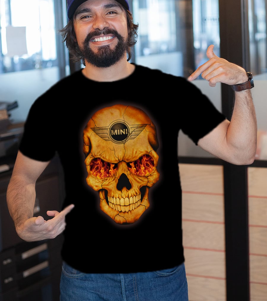 Flaming Skull Mini Logo Eyed T-Shirt