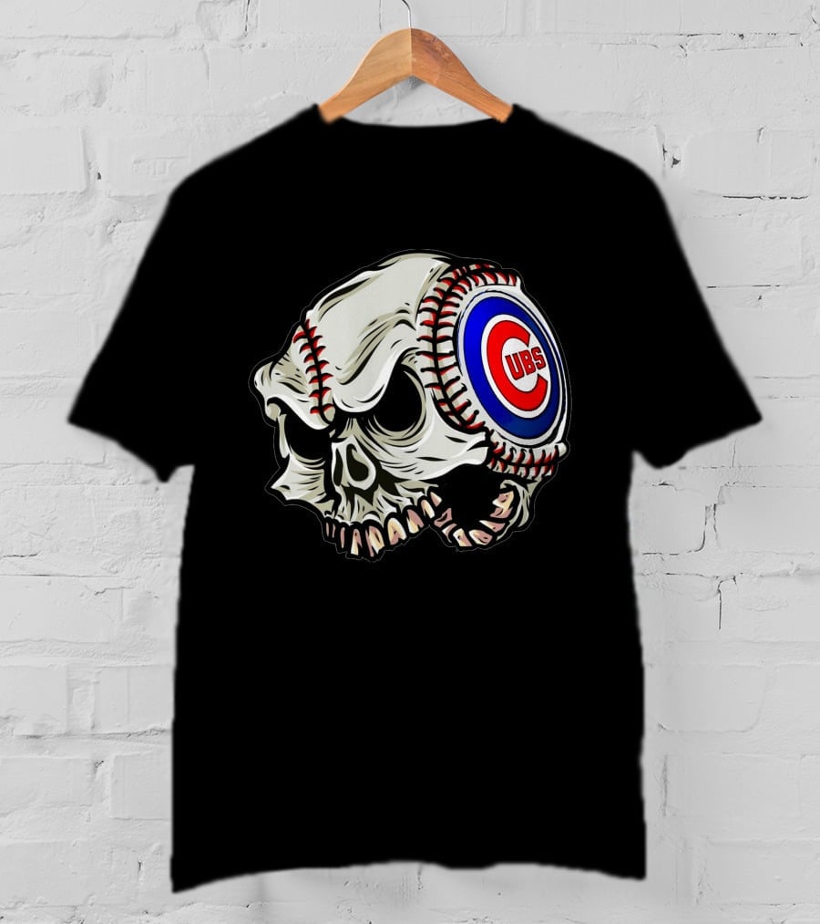 Cubs Baseball Skull T-Shirt