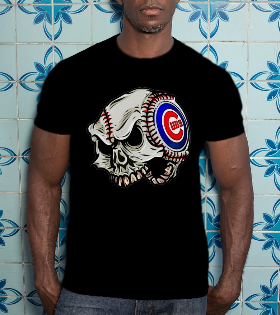 Cubs Baseball Skull T-Shirt