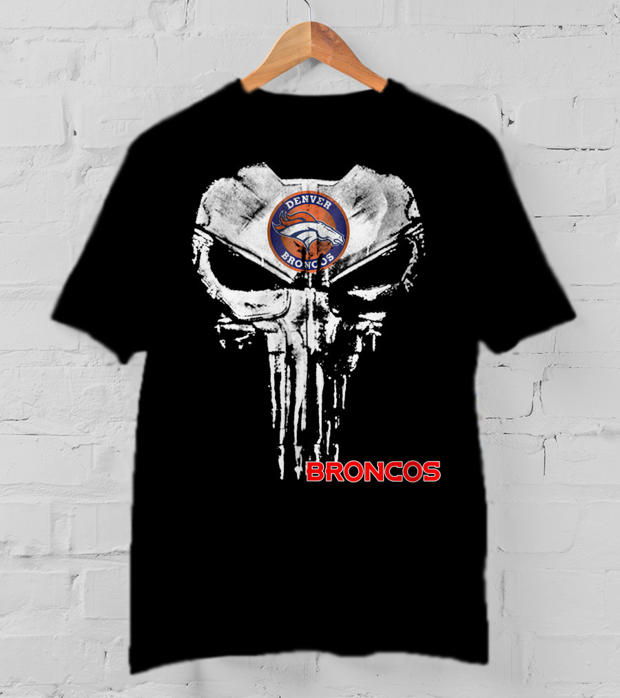 Denver Broncos Skull Logo Broncos T-Shirt