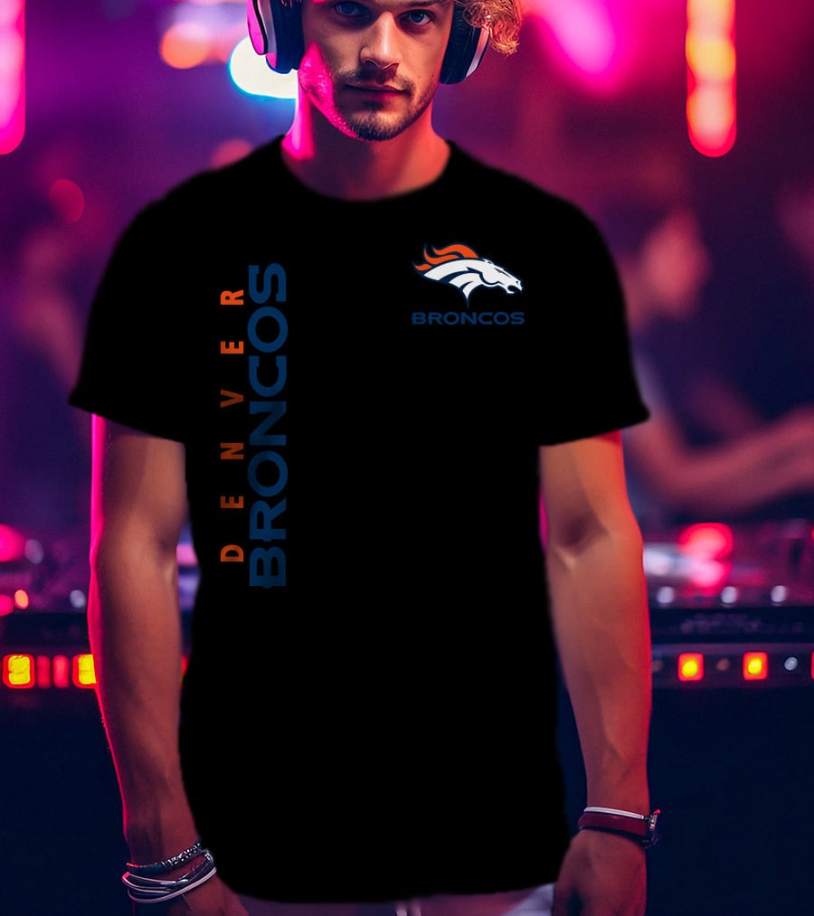 Denver Broncos Logo And Vertical T-Shirt